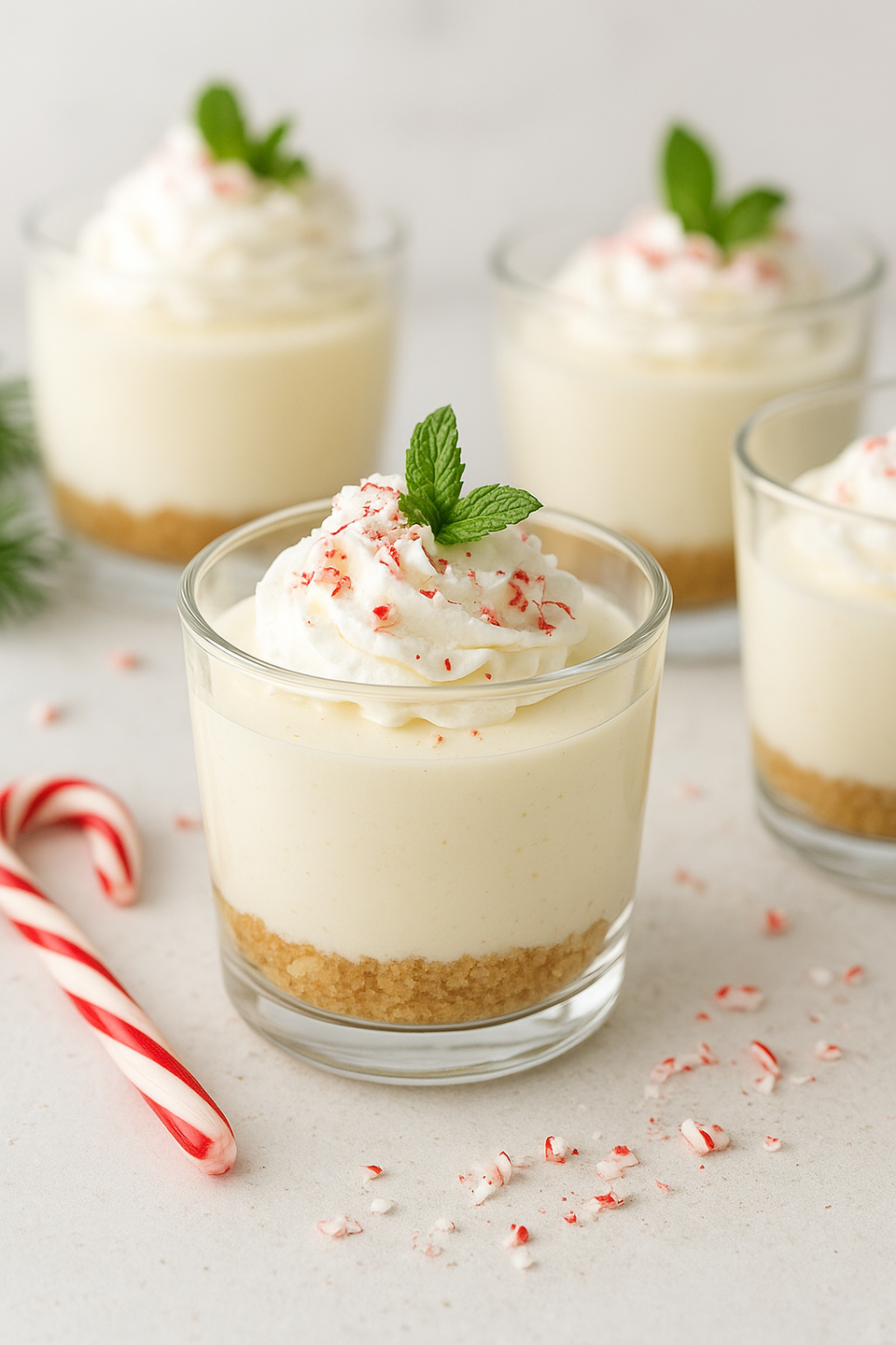 Peppermint White Chocolate Cheesecake Cups