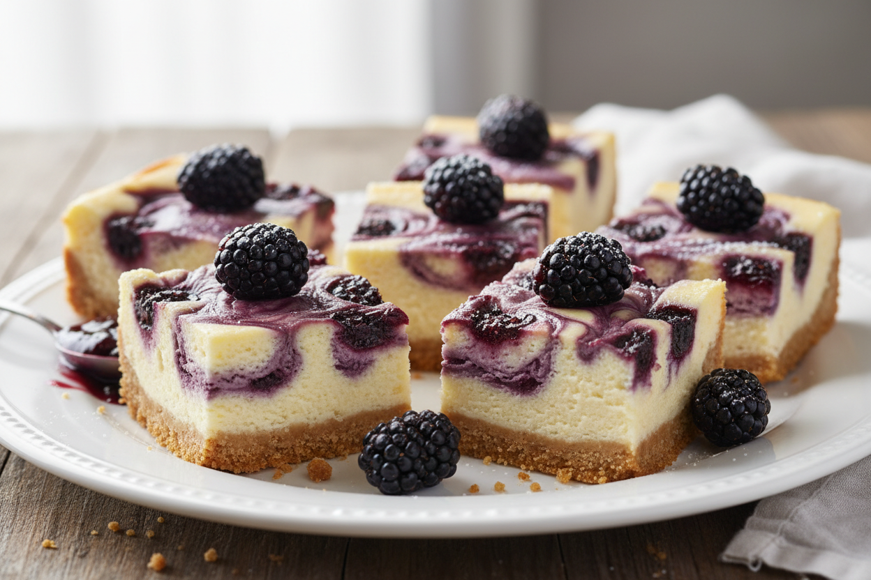 Blackberry Swirl Cheesecake Bars