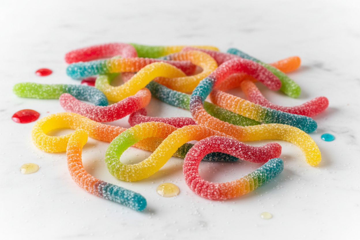DIY Sweet or Sour Gummy Worms Made Easy with Fusion Flavours.