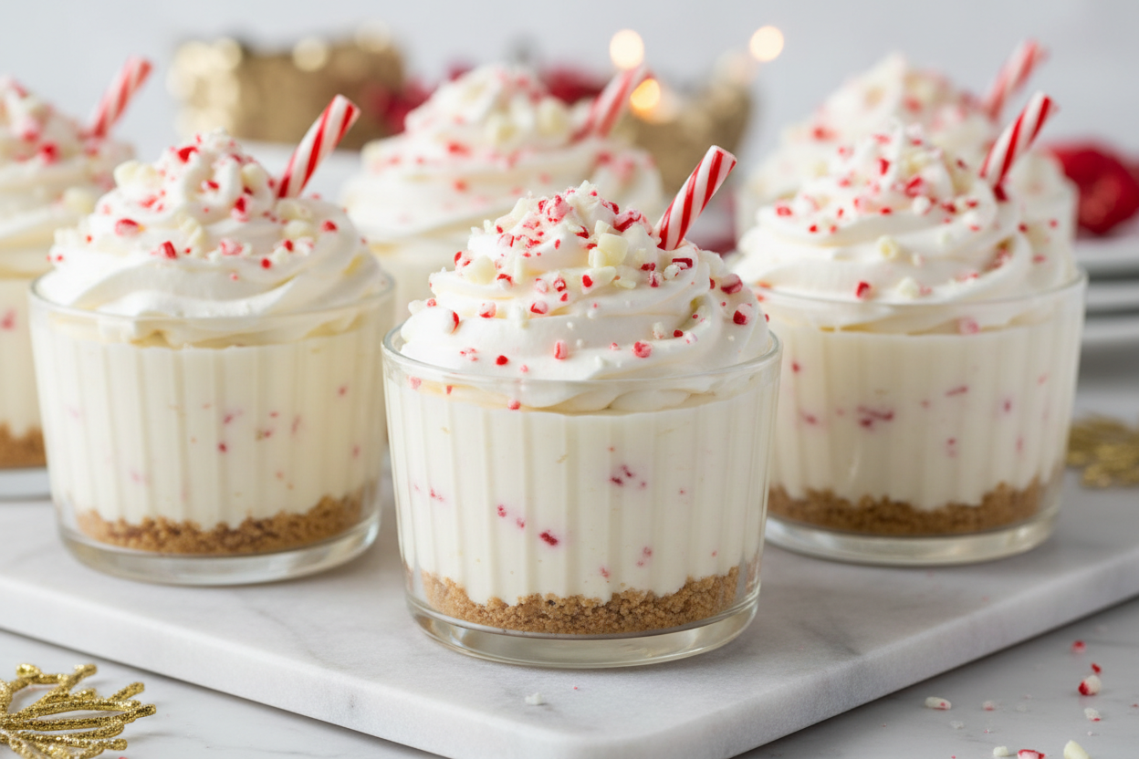 Peppermint White Chocolate Cheesecake Cups