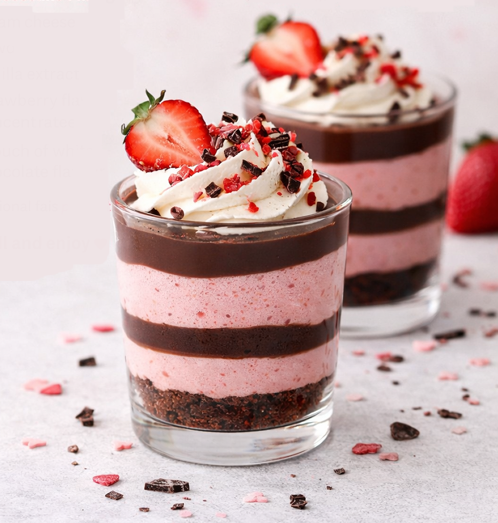 Strawberry Chocolate Cheesecake Cups - Easy Valentine Dessert