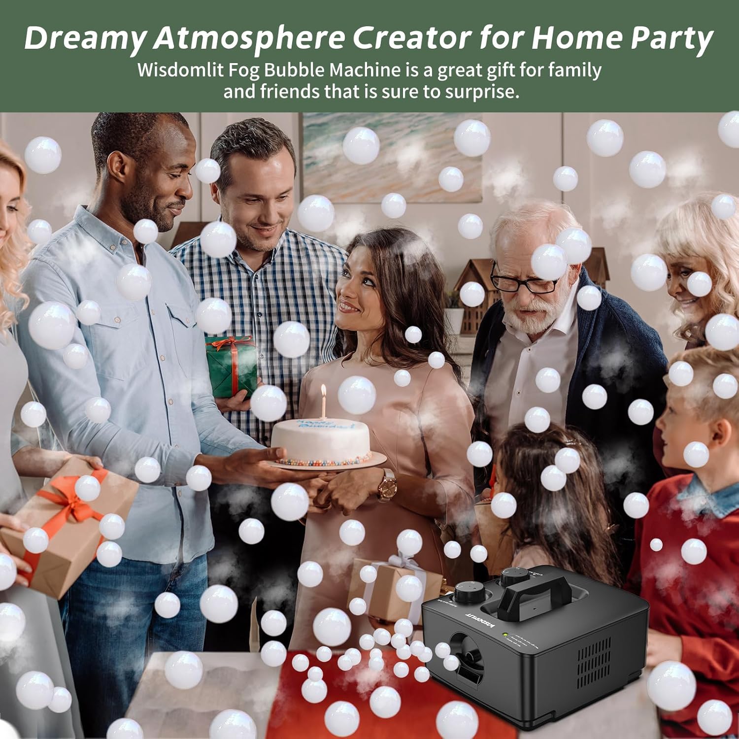 400W Fog Bubble Machine, 2-in-1 Smoke Bubble Maker