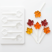 Mold with finished maple leaf lollipops